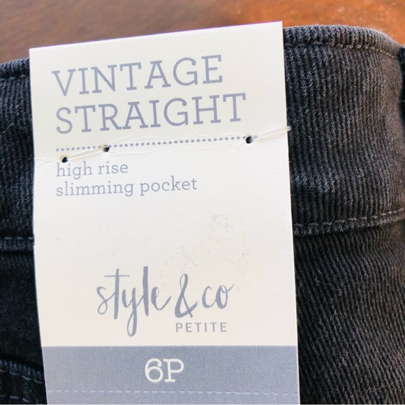 STYLE & CO. WOMENS JEANS SIZE 6P WASHED BLACK VINTAGE CLASSIC MOM JEAN - Picture 7 of 15